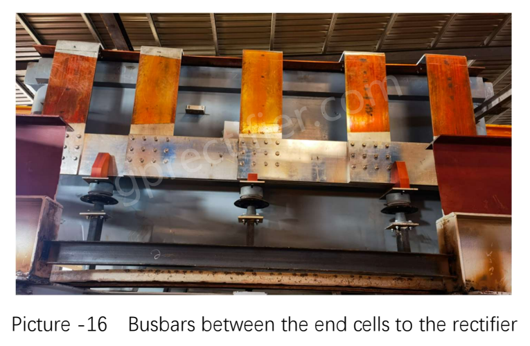 busbars between the end cells to the rectifier
